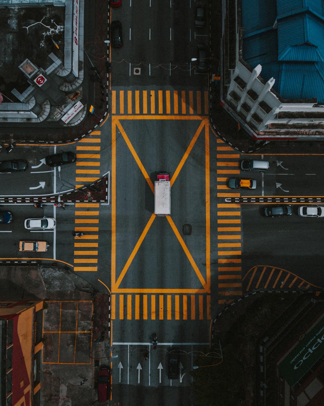aerial photography of cars on the road