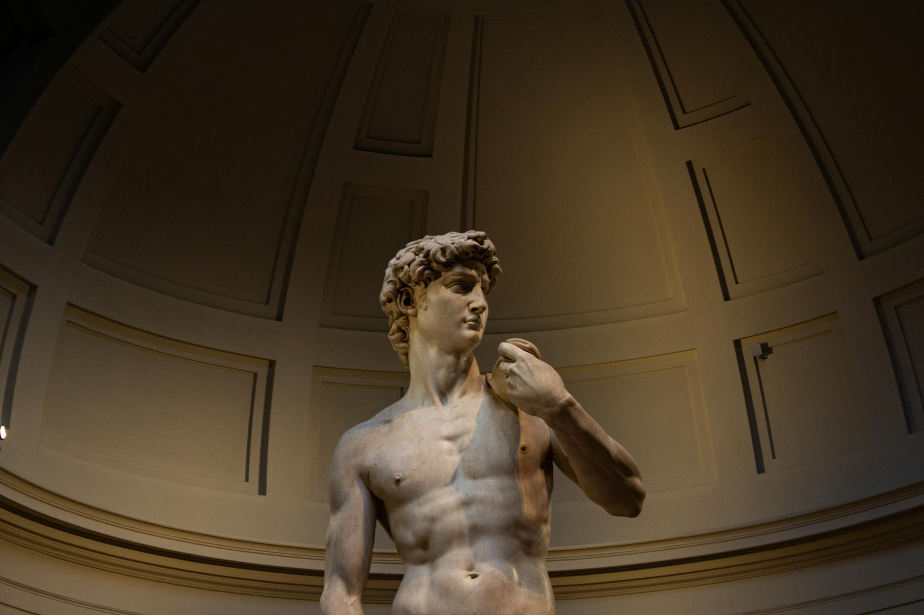 renaissance marble statue inside gallery
