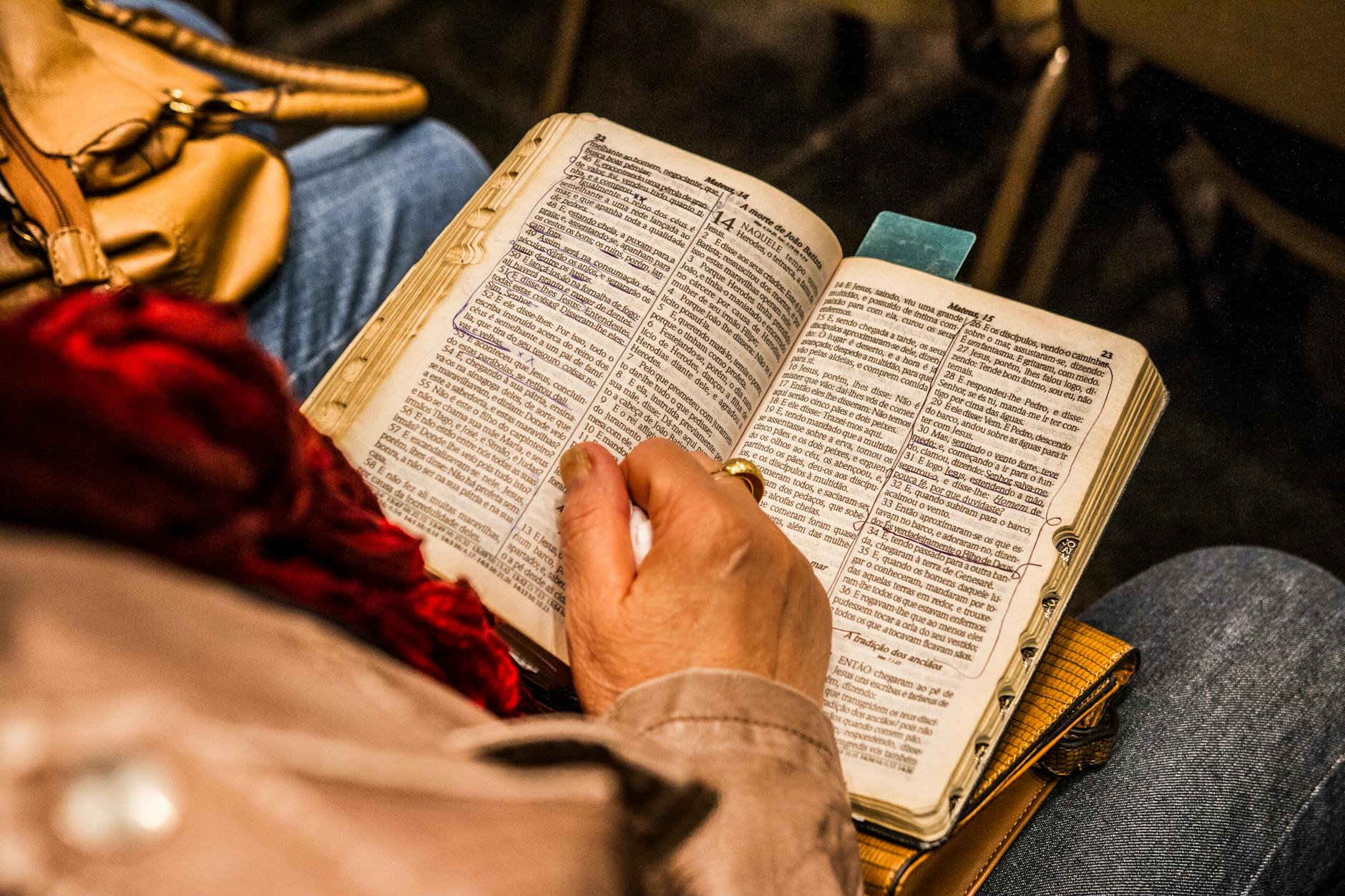 person holding opened book, Best Adult Christian Education