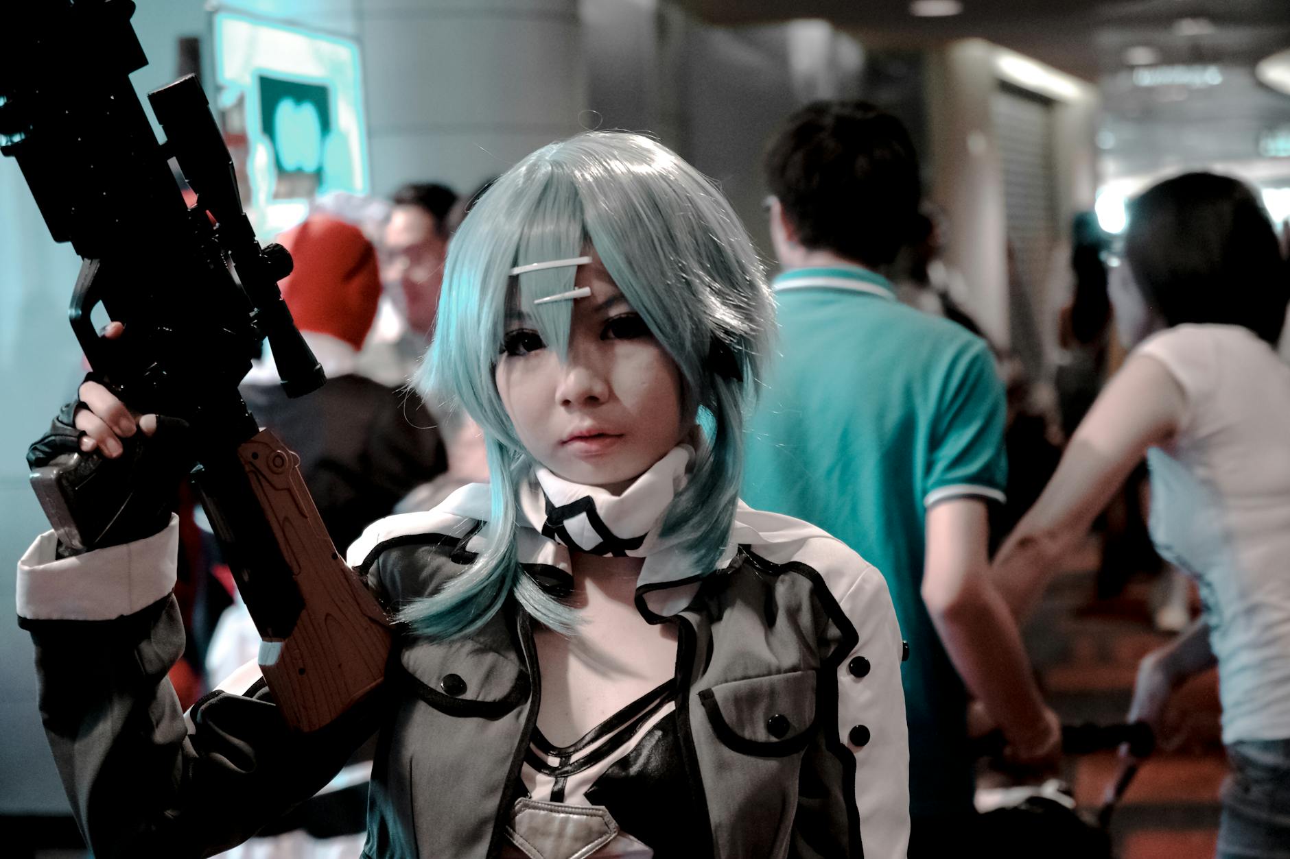 person holding gun cosplay