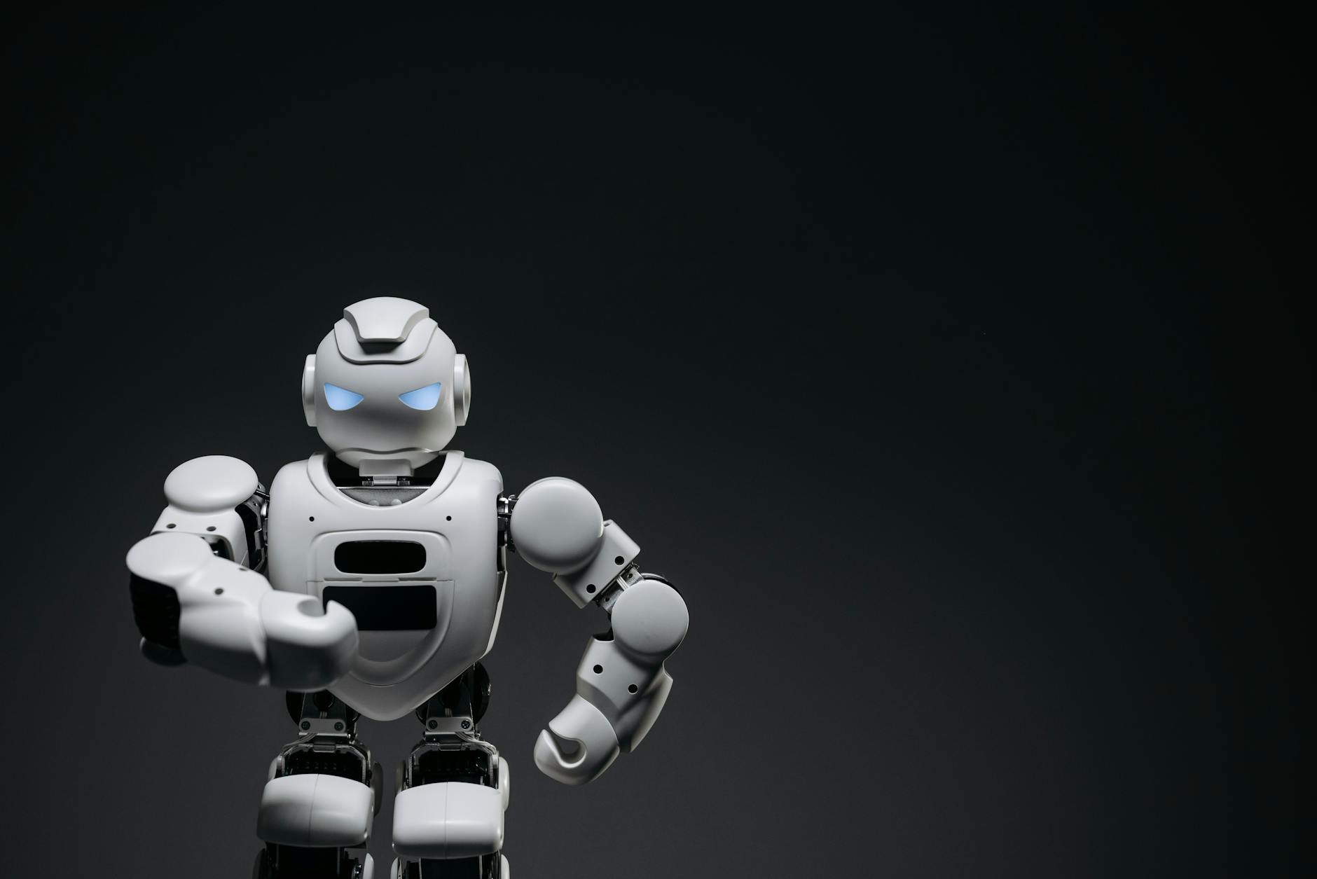 grayscale of futuristic dancing robot