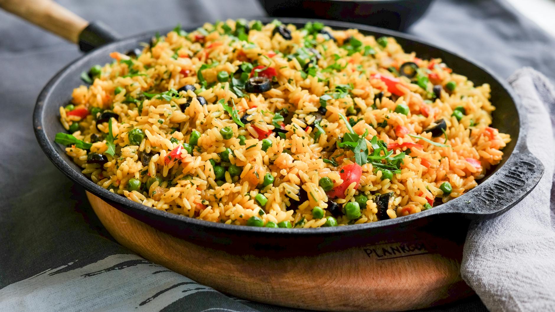 a dish with rice and vegetables