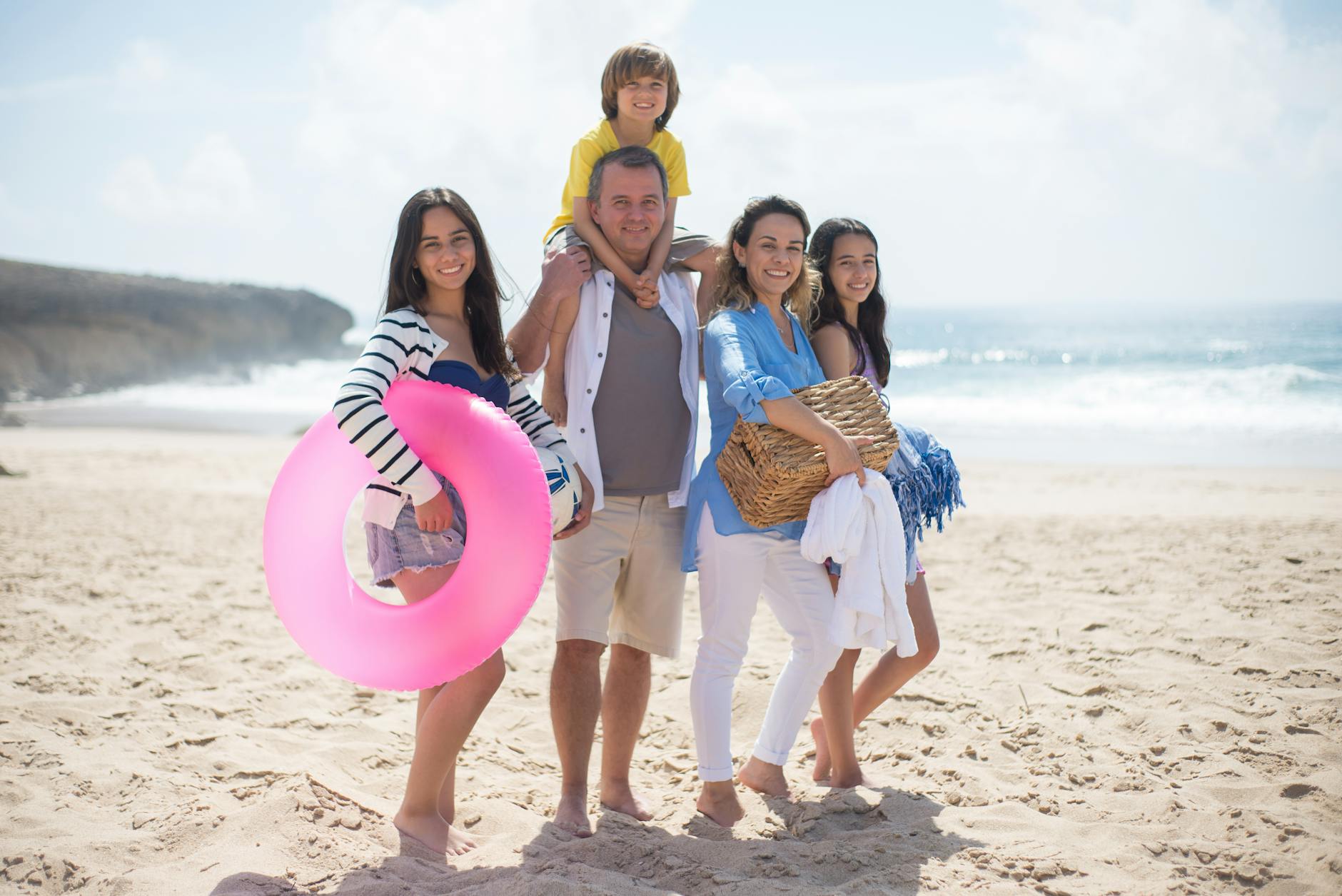 family picture in the beach
