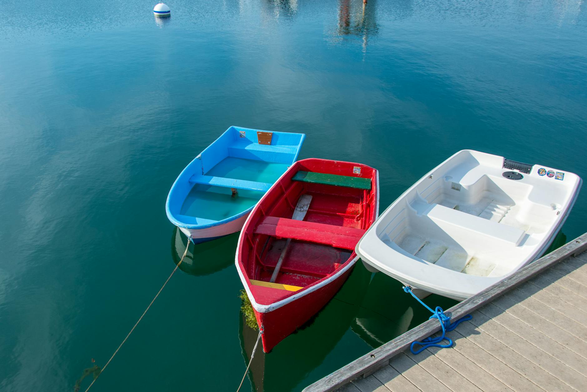 colorful boats moored at a jetty, Newport Rhode Island 
