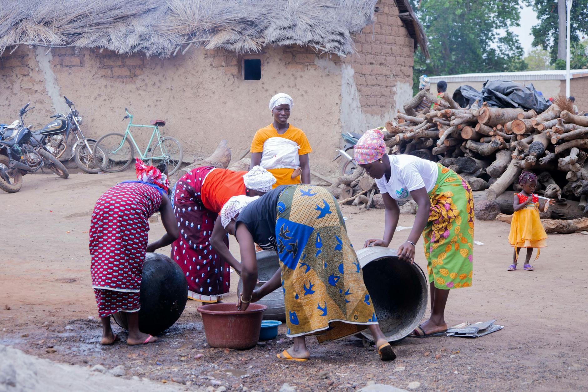 women working in village, Western Africa
