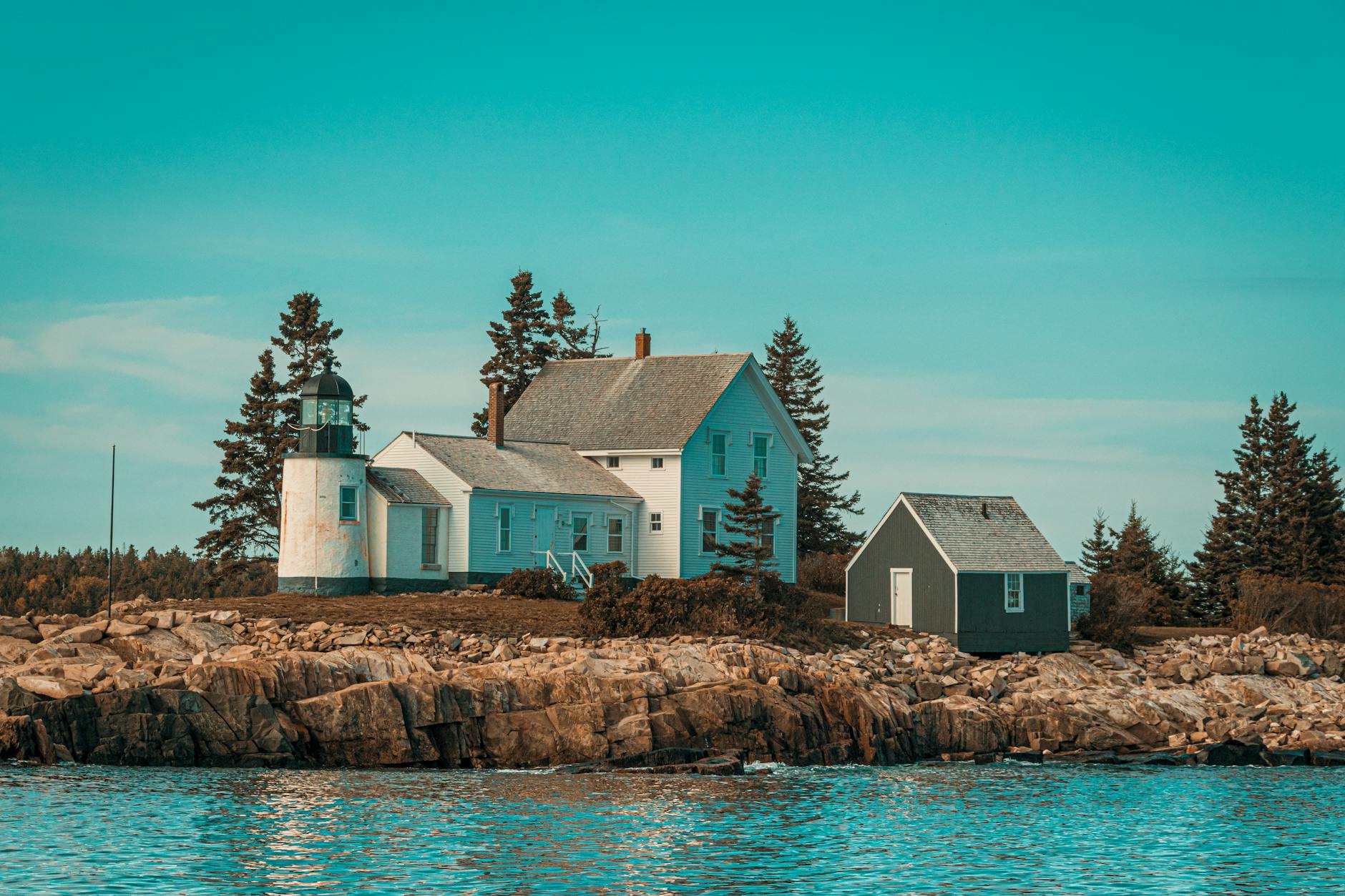 house near body of water, Maine