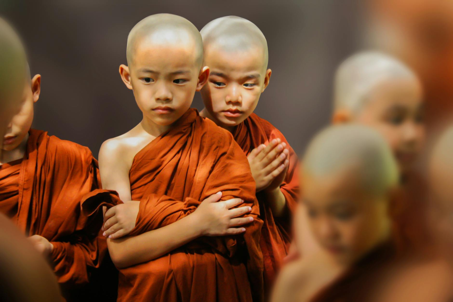 three boy in orange suits, Teen and Young Adult Buddhism 