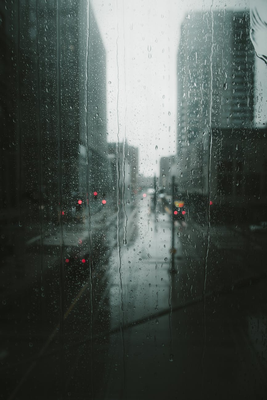 raining in the city, Minneapolis and St Paul Minnesota