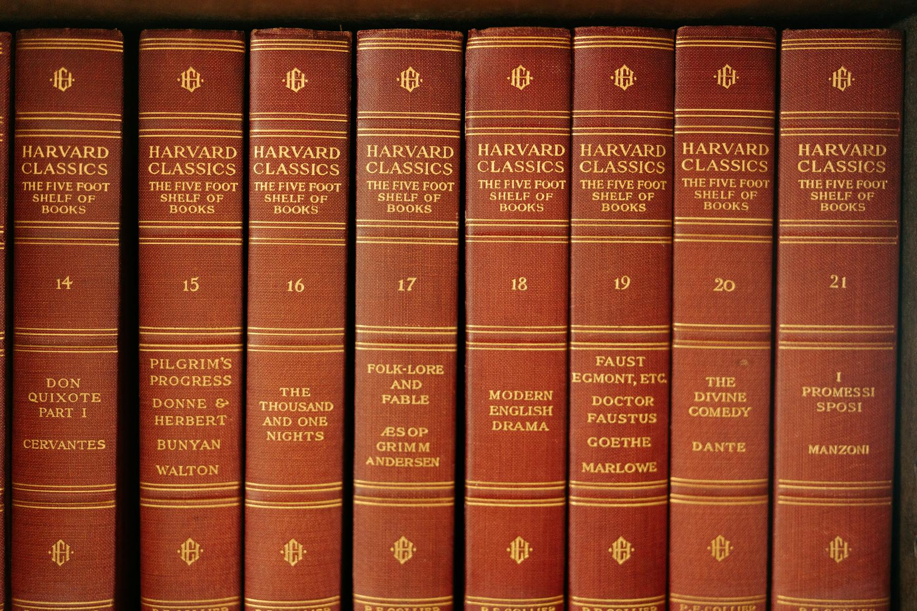 elegant shelf of harvard classics collection, Teen and Young Adult Classic Literature