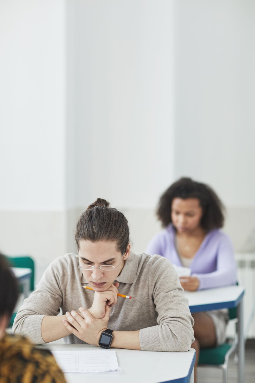 a man thinking while taking exam, SAT Subject Test