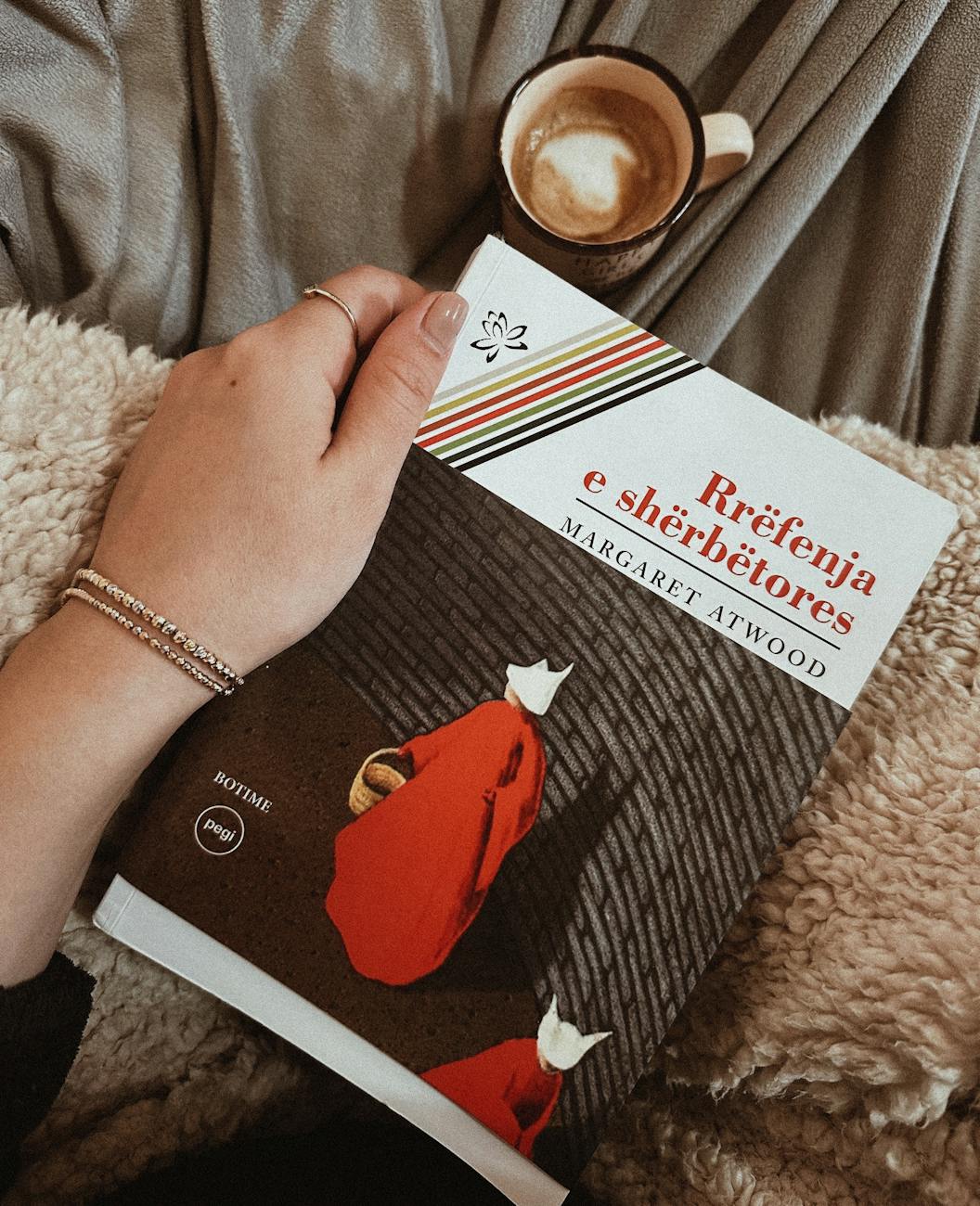cozy reading with coffee and handmaid s tale, Margaret Atwood Book